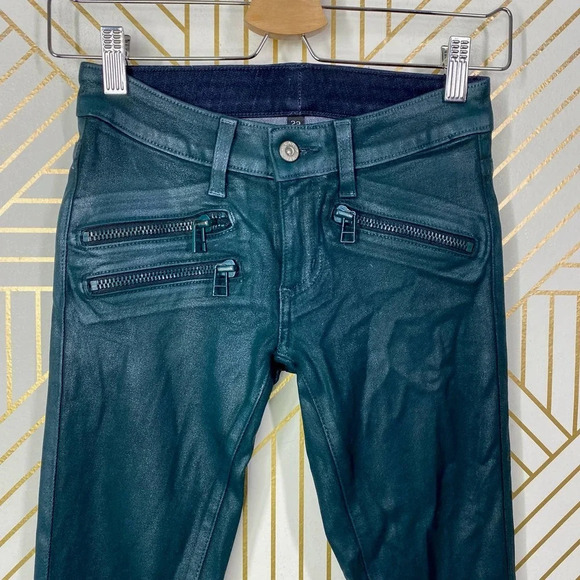 LF CARMAR Green Wax Coated Zip Skinny Jeans - Picture 6 of 10